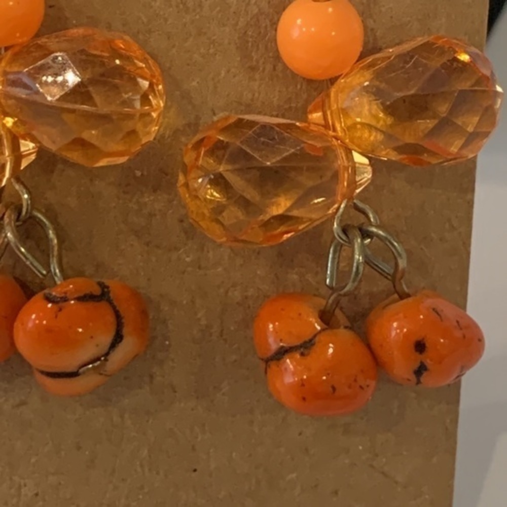 💐5/25 natural orange stone bead faceted teardrop glass bead dangle statement - Picture 2 of 6